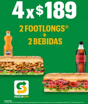 Ofertas de Restaurantes en Iztacalco | 4x $189 de Subway | 17/12/2024 - 31/12/2024