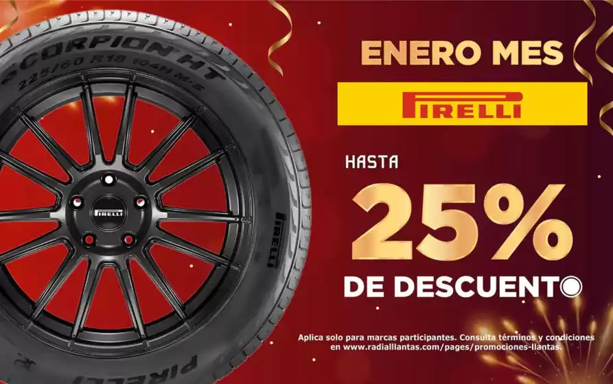 Catálogo Radial Llantas en Ecatepec de Morelos | Enero mes Pirelli | 10/1/2025 - 31/1/2025