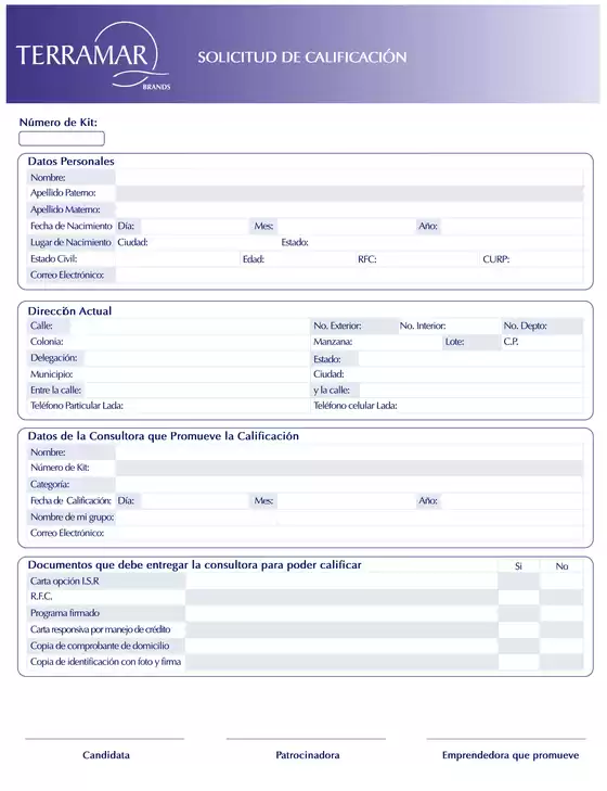 Catálogo Terramar Brands | Terramar Brands solicitud de calificación | 15/1/2025 - 31/1/2025