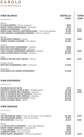 Catálogo Carolo | Menú Vinos | 30/1/2025 - 31/12/2025