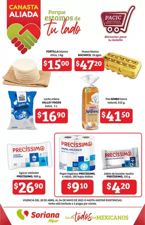 Ofertas de Supermercados en San Antonio Tlayacapan | Canasta Aliada Híper Nacional de Soriana Híper | 30/4/2025 - 4/5/2025