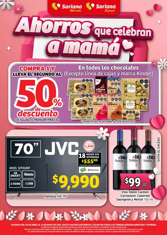 Catálogo Soriana Express en Jiquilpan de Juárez | Ahorros que celebran a mamá Mercado Nacional | 30/4/2025 - 12/5/2025
