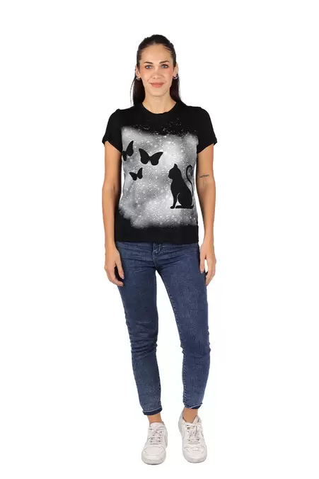 Oferta de Playera Dama MC GATO MARIPOSA por $99.9 en Aditivo