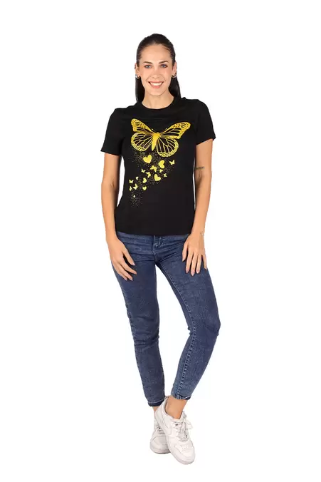 Oferta de Playera  Mariposa glitter por $129.9 en Aditivo