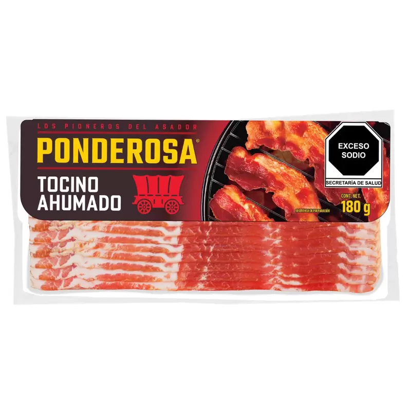 Oferta de Tocino Ahumado Ponderosa 180g por $47 en AKÁ Superbodega