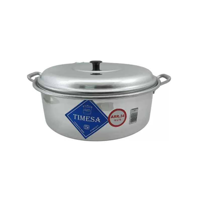 Oferta de Cacerola Arrocera con Tapa y Asas Mediana de Aluminio 10 Litros 34 cm Plata Timesa por $417 en Anforama