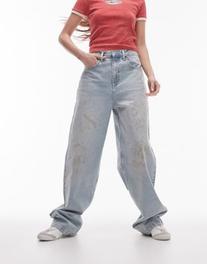Oferta de Topshop Baggy jeans in sunshine dirty bleach por $59.99 en ASOS