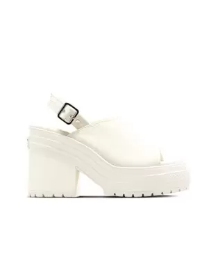 Oferta de Converse Chuck 70 de luxe heel sandal platform in egret/egret/egret por $100 en ASOS