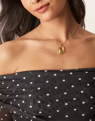 Oferta de Lost Souls large molten pendant necklace in 18ct gold plated stainless steel por $14 en ASOS