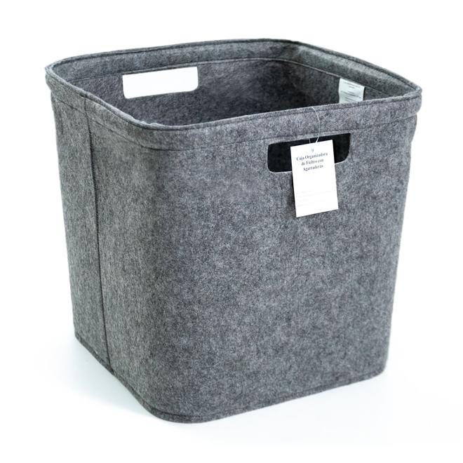 Oferta de Caja organizadora de fieltro con agarraderas de 33 x 33 cm color gris por $238 en Bed Bath & Beyond