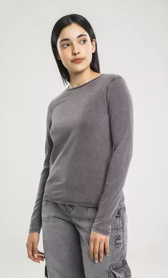 Oferta de Playera Gris Manga Larga por $129 en C&A
