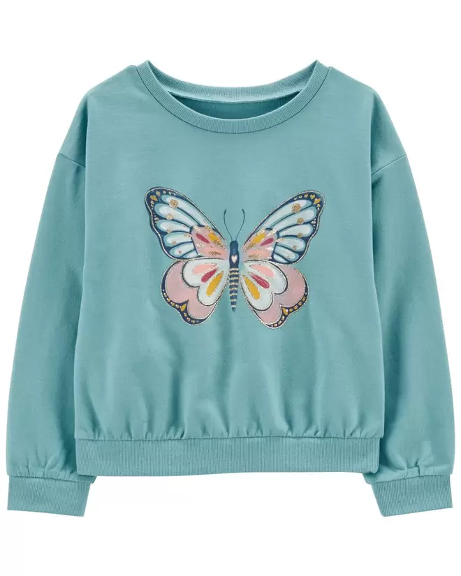 Oferta de Playera De Cuello Redondo De Mariposa Con Manga Larga Para Niñas Carter's por $200 en Carter's