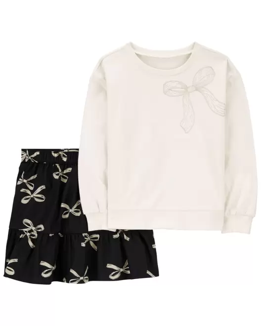 Oferta de Conjunto De 2 Piezas Sudadera Estampado Con Lazo Y Falda Carter's por $300 en Carter's