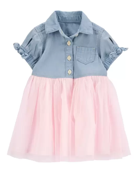 Oferta de Vestido Camisero De Mezclilla Con Falda De Tul Oshkosh B'Gosh por $489 en Carter's