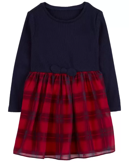 Oferta de Vestido De Cuadros De Manga Larga Oshkosh B'Gosh por $384 en Carter's