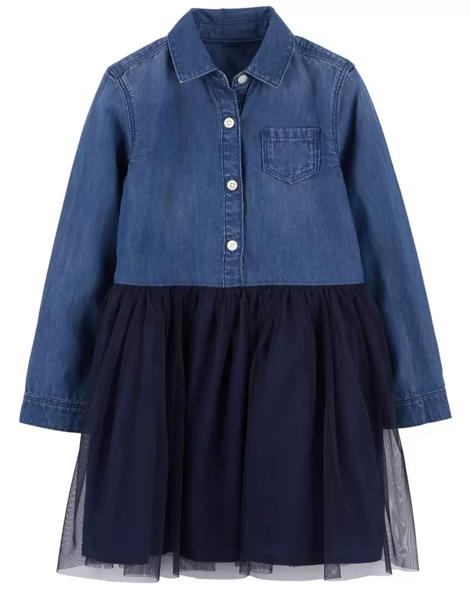 Oferta de Vestido Mezcla De Tejidos Chambray Y Tul Oshkosh B'Gosh por $489 en Carter's