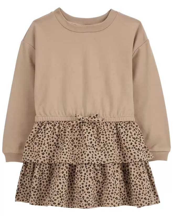 Oferta de Vestido De Manga Larga Con Volantes Estampado De Leopardo Carter's por $384 en Carter's
