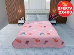 Oferta de Edrecolcha Croasant Sobrecamero Gatos Rosa Palo por $251.6 en Colap La Palestina