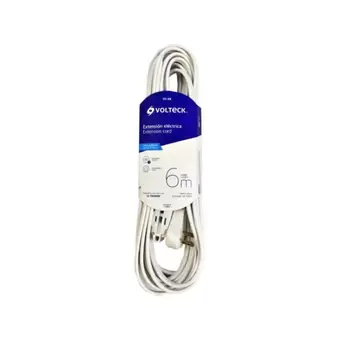 Oferta de Volteck, Extensión Eléctrica Doméstica 6 Metros Blanca, Pieza por $85 en Construrama