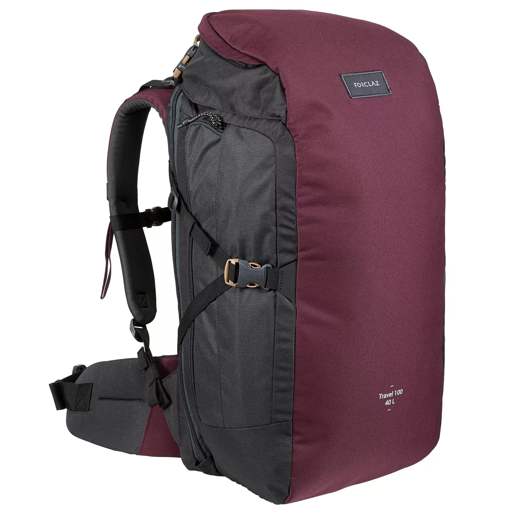 Oferta de Mochila Montaña y Trekking Viaje Forclaz T100 40 Litros Burdeos por $1400 en Decathlon