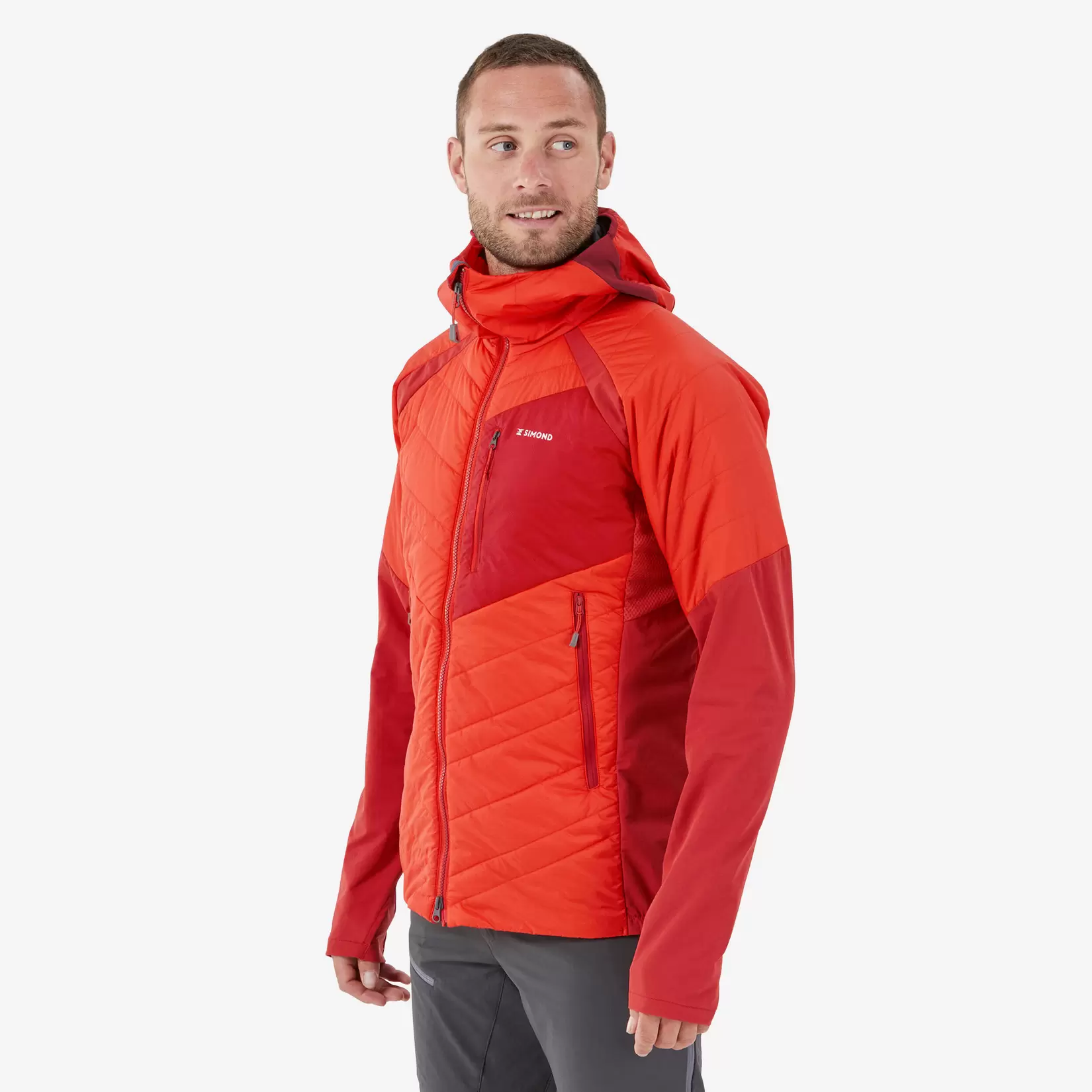 Oferta de Chamarra acolchada Híbrida sintética Alpinismo Hombre - Sprint Naranja por $1100 en Decathlon