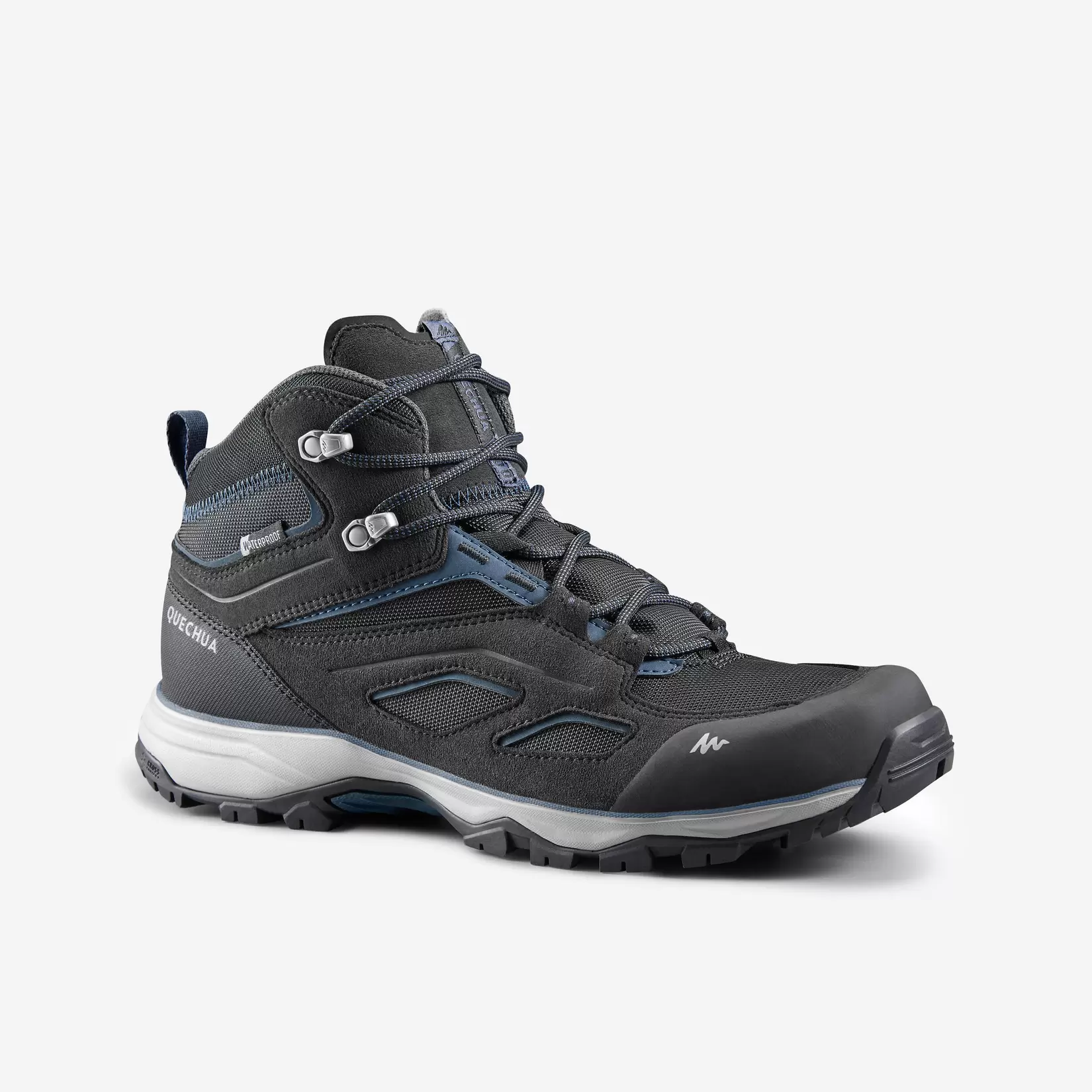 Oferta de Botas impermeables de senderismo en montaña negras para hombre MH100 MID por $1600 en Decathlon