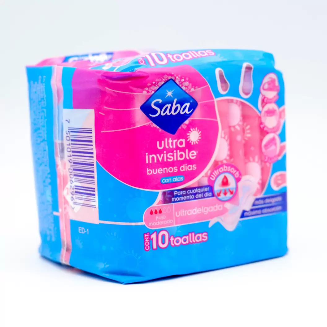 Oferta de SABA TOALLAS SANITARIAS ULTRA INVISIBLE C/ALAS ULTRADELGADA C10 por $35 en Farmacias de Apoyo