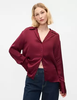 Oferta de Camisa manga larga para mujer por $559.3 en GAP