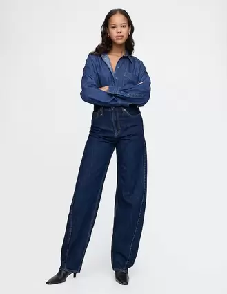 Oferta de Jeans relaxed barrel corte cadera para mujer por $1599.2 en GAP