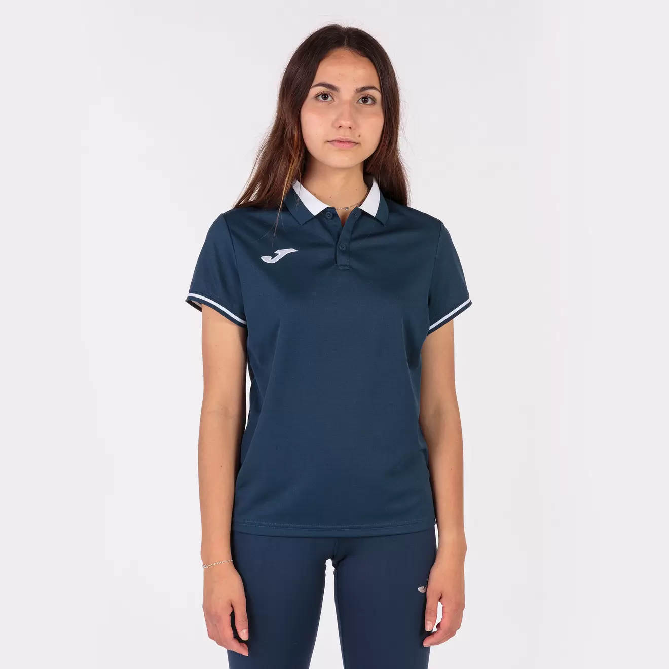 Oferta de Polo manga corta mujer Championship VI marino blanco por $332.5 en Joma