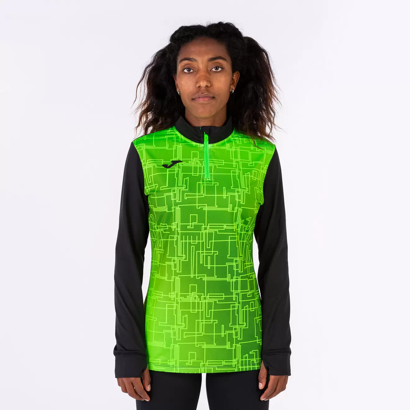 Oferta de Sudadera mujer Elite VIII negro verde flúor por $700 en Joma