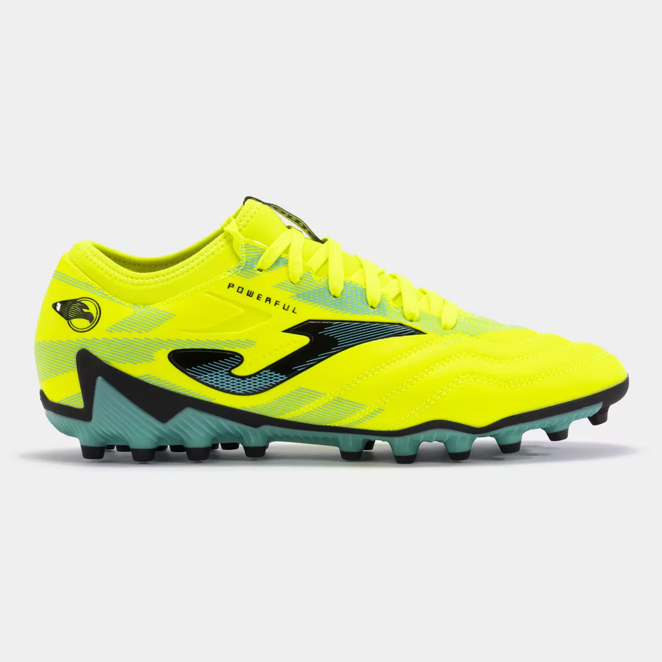 Oferta de Botas fútbol Powerful 24 césped artificial AG amarillo flúor turquesa por $999 en Joma