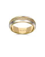 Oferta de Argolla Oro Amarillo Y Blanco 14K Con Zirconias Confort 6mm por $11560 en Joyerías Bizzarro