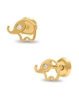 Oferta de Broqueles Elefante Oro Amarillo 14K Zirconias PRB-88-A por $2291 en Joyerías Bizzarro