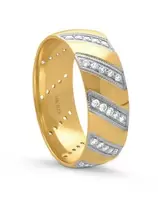 Oferta de Argolla Oro Amarillo Con Platinado 14K Zirconias 7mm M00170 por $16070 en Joyerías Bizzarro