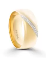 Oferta de Argolla Oro Amarillo Y Platinado 14K Con Diamantes 8mm M00150 por $25070 en Joyerías Bizzarro