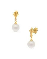 Oferta de Aretes De Oro Amarillo 14K Con Perla Y Zirconia E2365 por $12577 en Joyerías Bizzarro