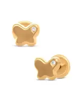 Oferta de Broqueles Mariposa Oro 14K con 1 pt Diamante PRB-153-A por $1798 en Joyerías Bizzarro
