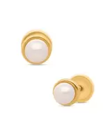 Oferta de Broqueles De Oro Amarillo 14K Con Perlas PR-315630-A por $1555 en Joyerías Bizzarro