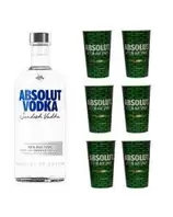 Oferta de Vodka Absolut Azul 750 ml + 6 Vasos por $338.64 en La Europea