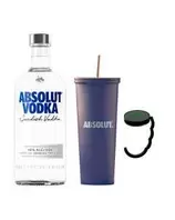 Oferta de Vodka Absolut Azul 750 ml + Vaso metálico + Gancho para bolso por $338.64 en La Europea