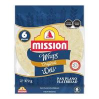 Oferta de Wraps de harina trigo 6 piezas Mission 372 gr por $35.8 en La gran bodega