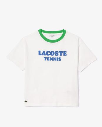 Oferta de Playera Lacoste regular fit de manga corta en algodón con estampado Lacoste Tennis para niños por $1090 en Lacoste
