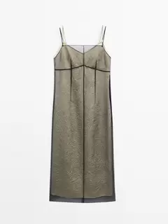 Oferta de Vestido midi doble capa organza por $3295 en Massimo Dutti