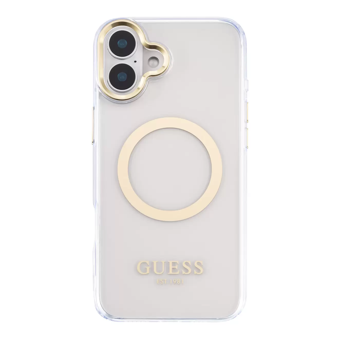 Oferta de Funda Guess Outline Magsafe Oro iPhone 16 Plus por $599 en Mobo