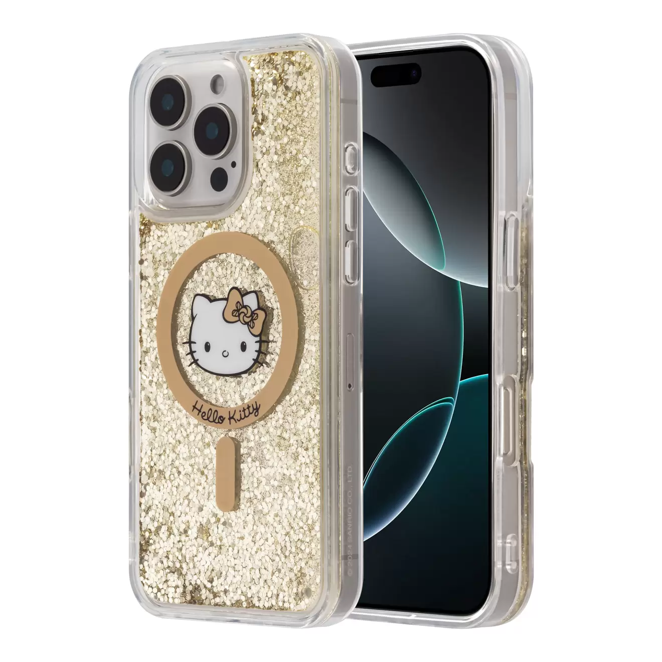 Oferta de Funda Hello Kitty Frosted Gold Magsafe Oro iPhone 16 Pro Max por $599 en Mobo