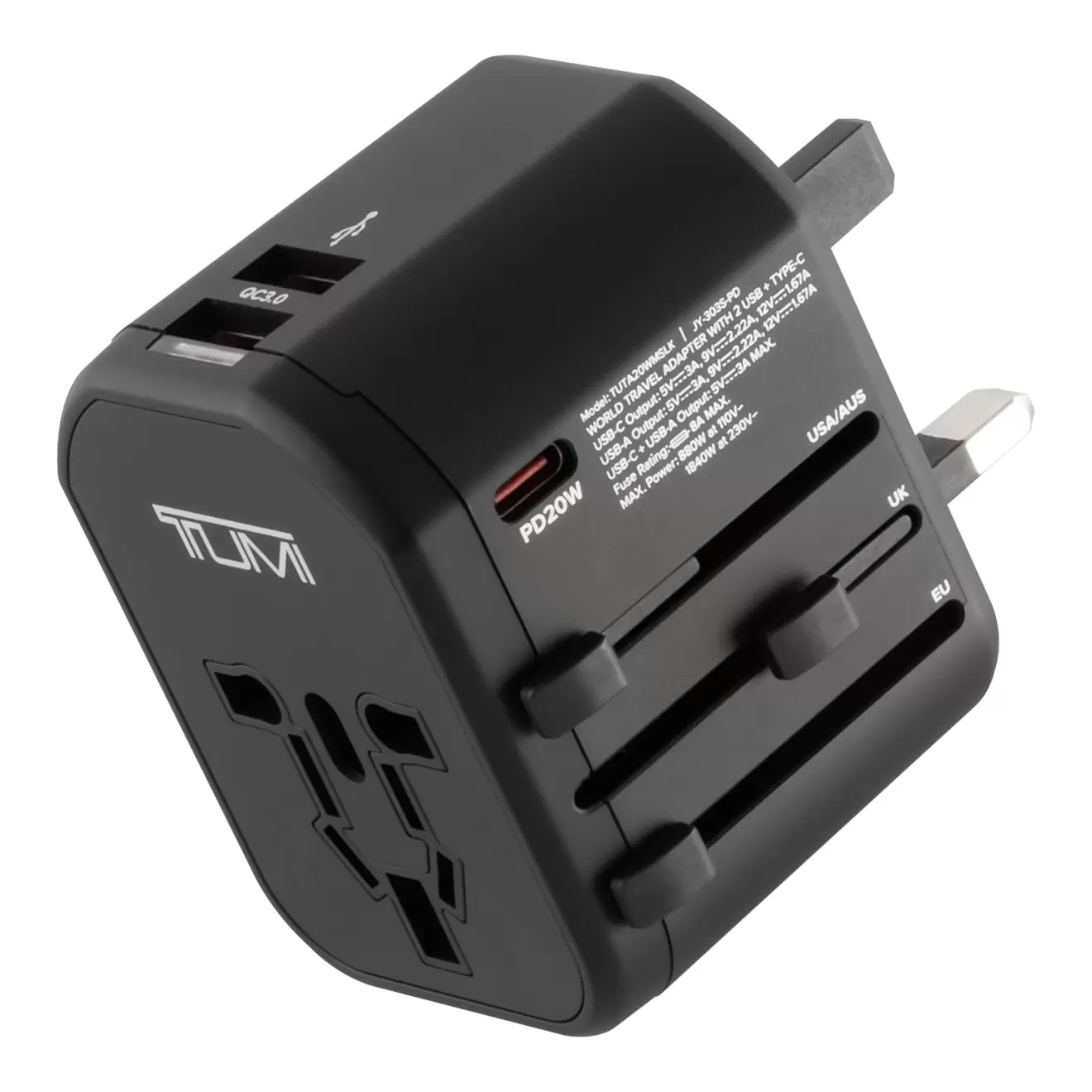 Oferta de Cargador De Viaje Tumi 2 Puertos Usb-A Y 1 Tipo C Negro 20w por $799 en Mobo