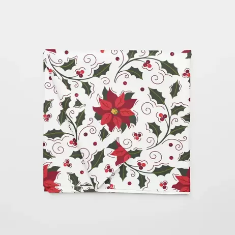 Oferta de Tela Algodón Candy Navideño Diseño Flor Nochebuena Blanco 120 cm ancho – Rollo de 30 m por $479.76 en Modatelas