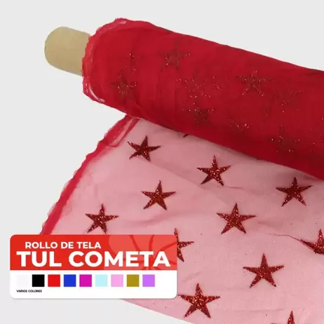 Oferta de Tela Tul Cometa 150 cm ancho, Rollo de 25.05 m– Varios Colores por $901.57 en Modatelas