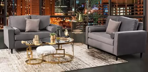 Oferta de Sala de Dos Sofá 2 Plazas Arya Gris por $23598 en Muebles Dico